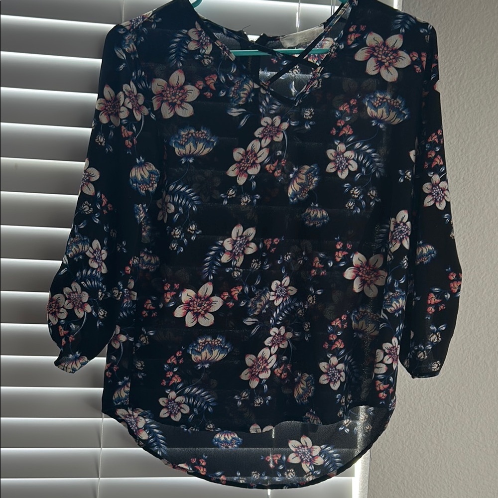 Pink Republic Black Floral Blouse